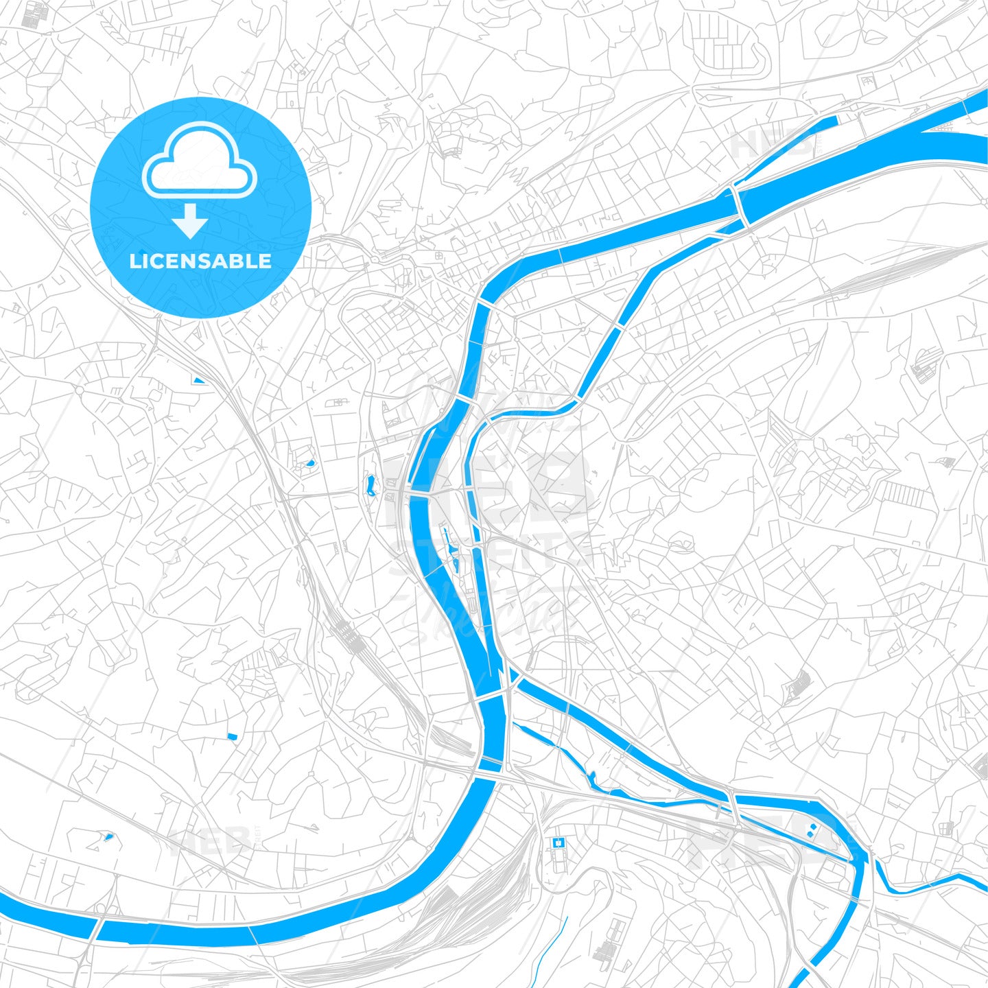 Liège , Belgium bright two-toned vector map