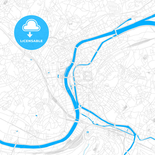 Liège , Belgium bright two-toned vector map