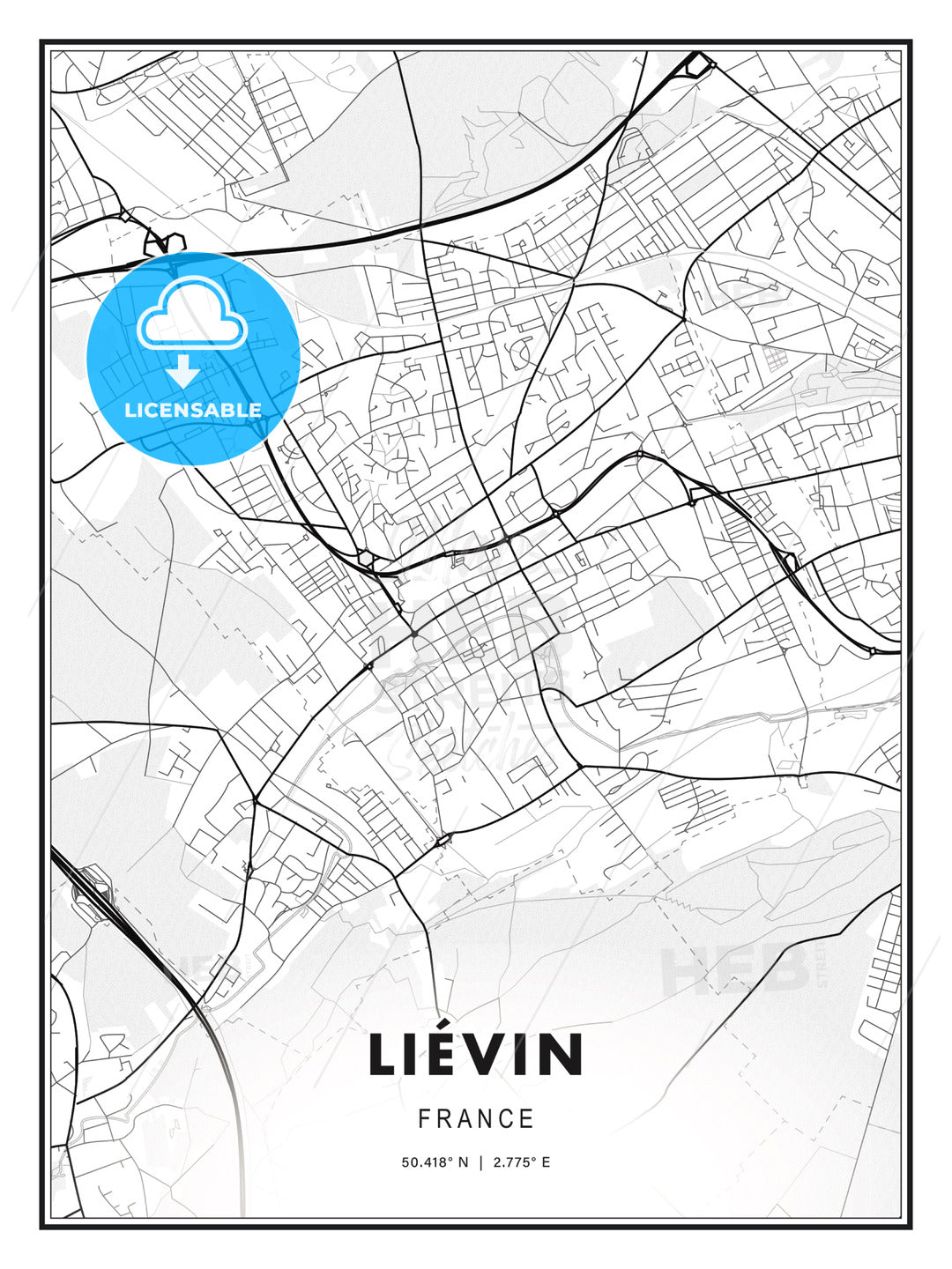 Liévin, France, Modern Print Template in Various Formats - HEBSTREITS Sketches