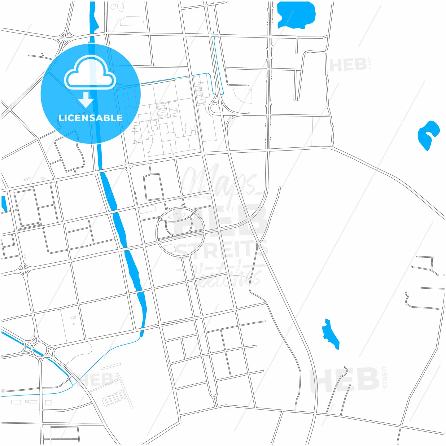 Lianyungang, Jiangsu, China, city map with high quality roads.