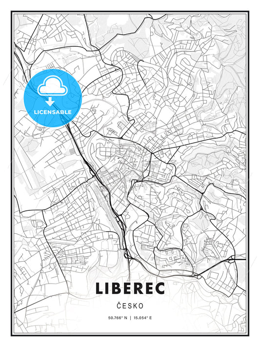 Liberec, Czechia, Modern Print Template in Various Formats - HEBSTREITS Sketches