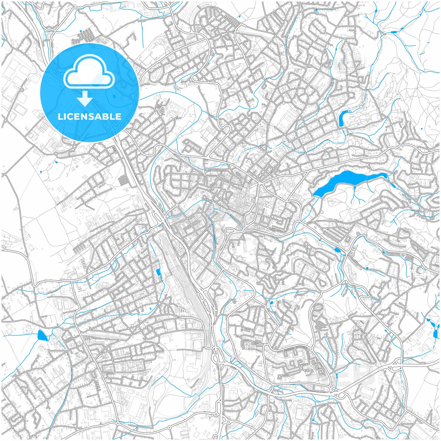 Liberec, Czechia, city map with high quality roads.