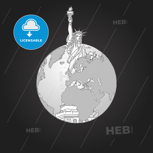Liberty Statue and Earth. Concept Design. – instant download