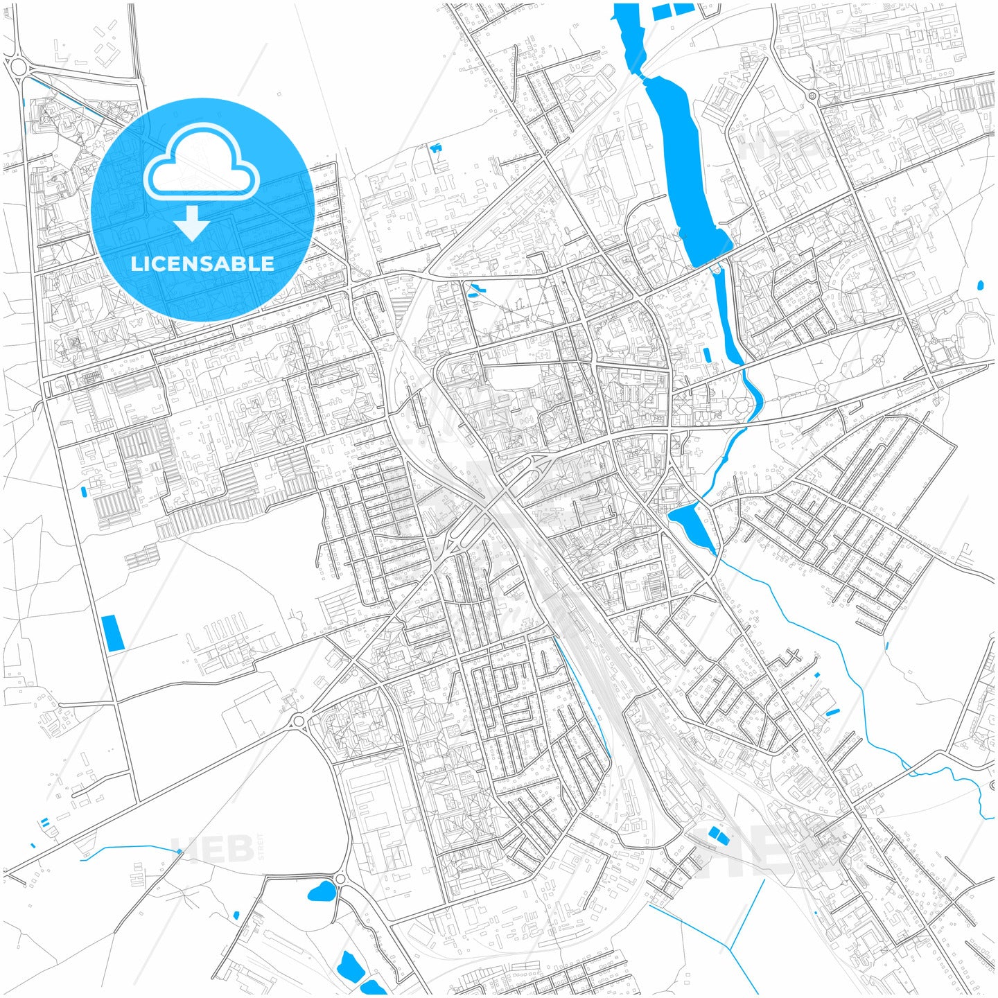 Lida, Rajon, Belarus, city map with high quality roads.