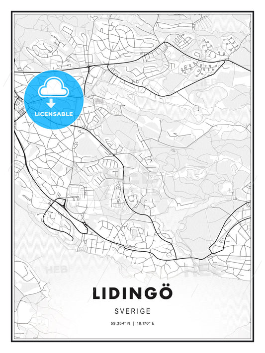 Lidingö, Sweden, Modern Print Template in Various Formats - HEBSTREITS Sketches