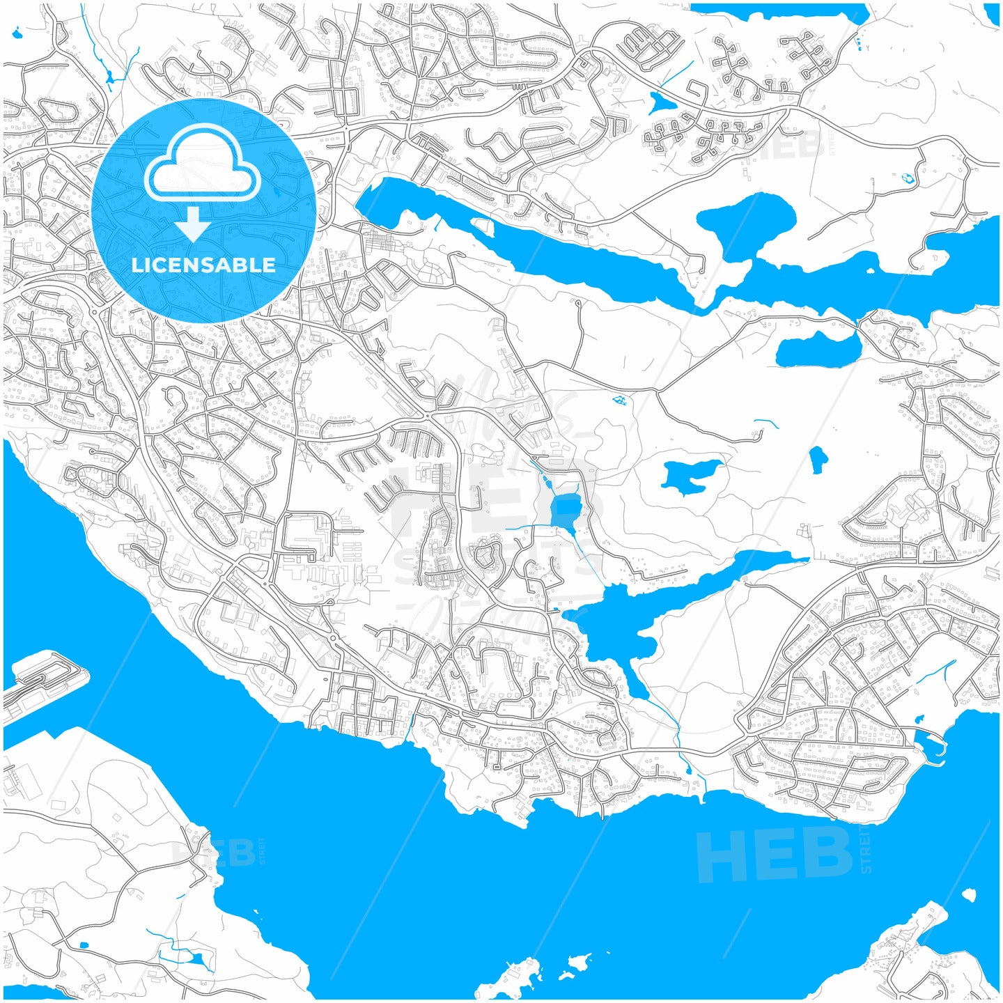 Lidingö, Sweden, city map with high quality roads.