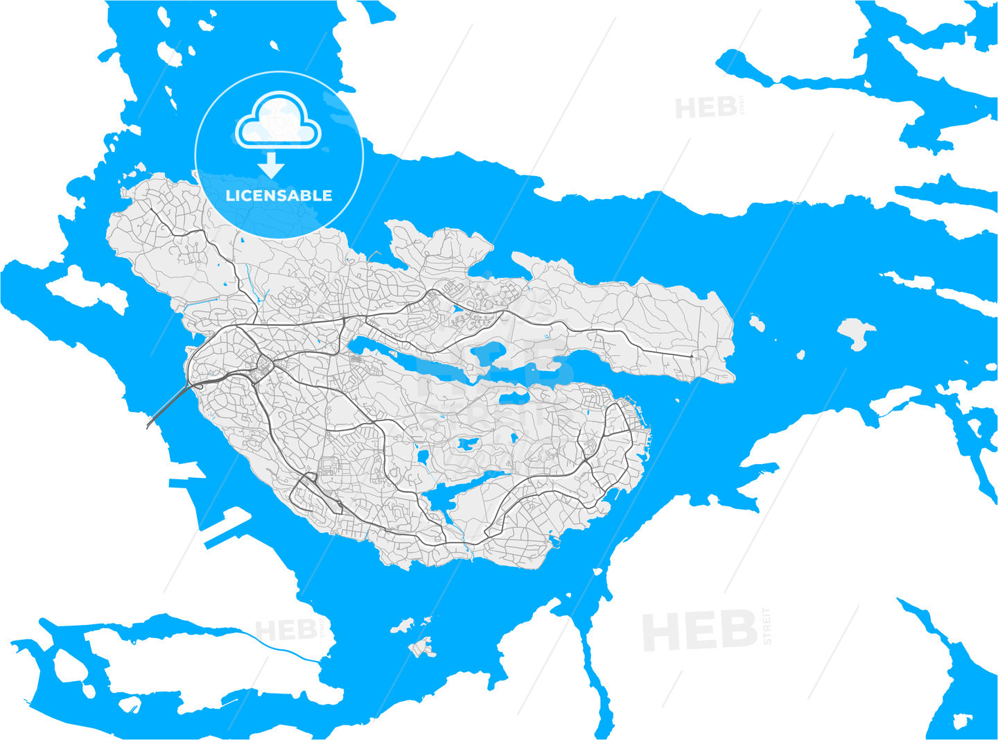 Lidingö, Sweden, high quality vector map