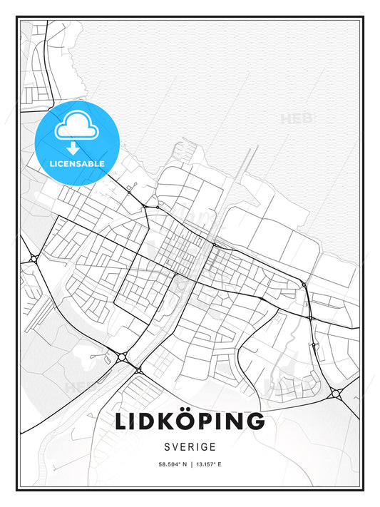 Lidköping, Sweden, Modern Print Template in Various Formats - HEBSTREITS Sketches