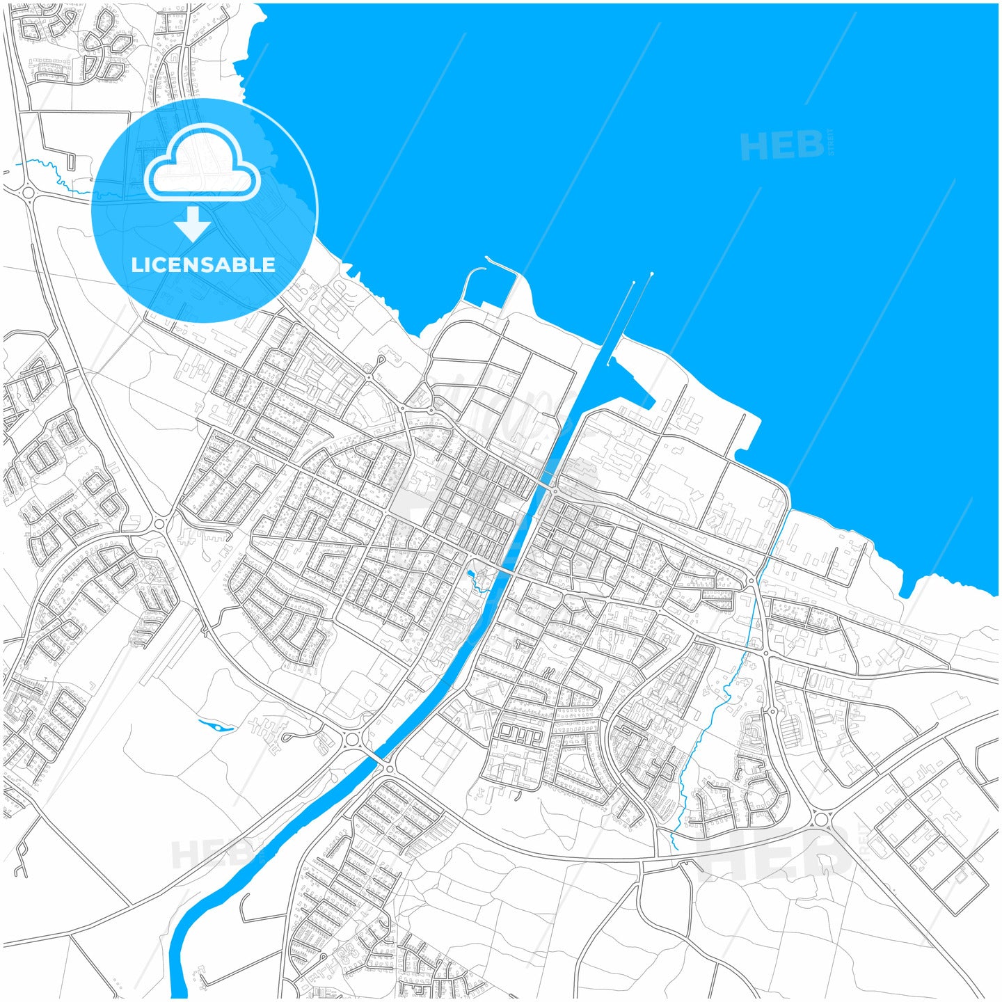 Lidköping, Sweden, city map with high quality roads.