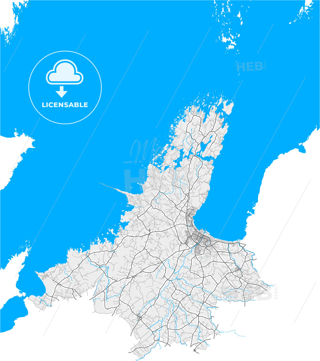 Lidköping, Sweden, high quality vector map