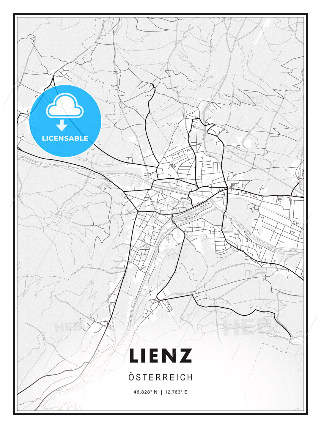 Lienz, Austria, Modern Print Template in Various Formats - HEBSTREITS Sketches