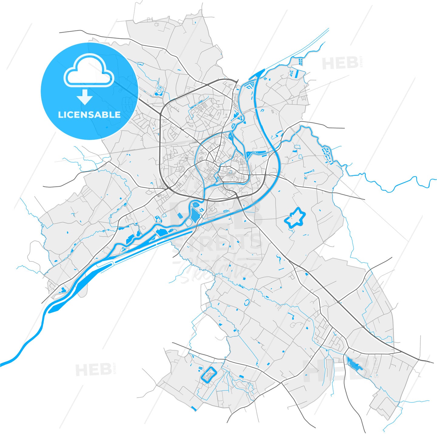 Lier, Antwerp, Belgium, high quality vector map