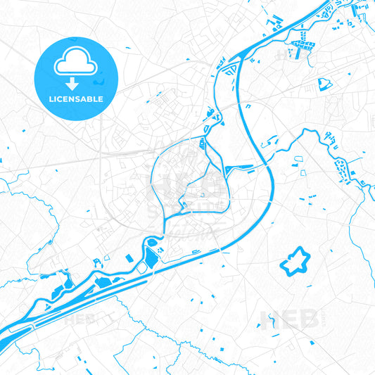 Lier, Belgium PDF vector map with water in focus