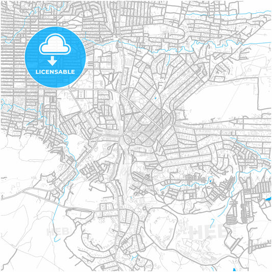 Likasi, DR Congo, city map with high quality roads.