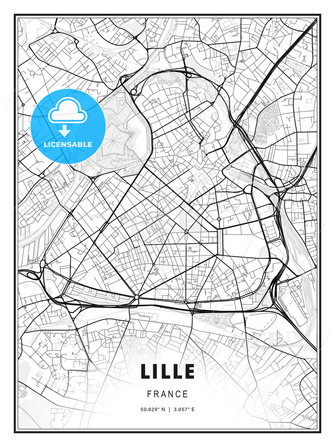 Lille, France, Modern Print Template in Various Formats - HEBSTREITS Sketches