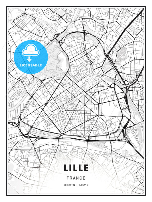 Lille, France, Modern Print Template in Various Formats - HEBSTREITS Sketches