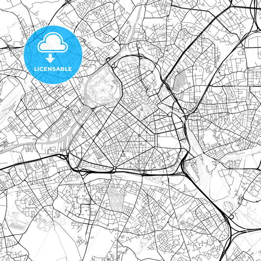 Lille, Nord, downtown map, light