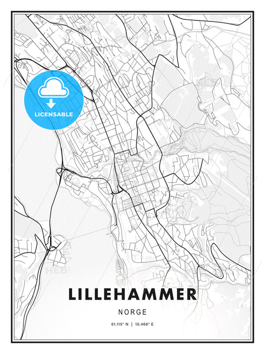 Lillehammer, Norway, Modern Print Template in Various Formats - HEBSTREITS Sketches