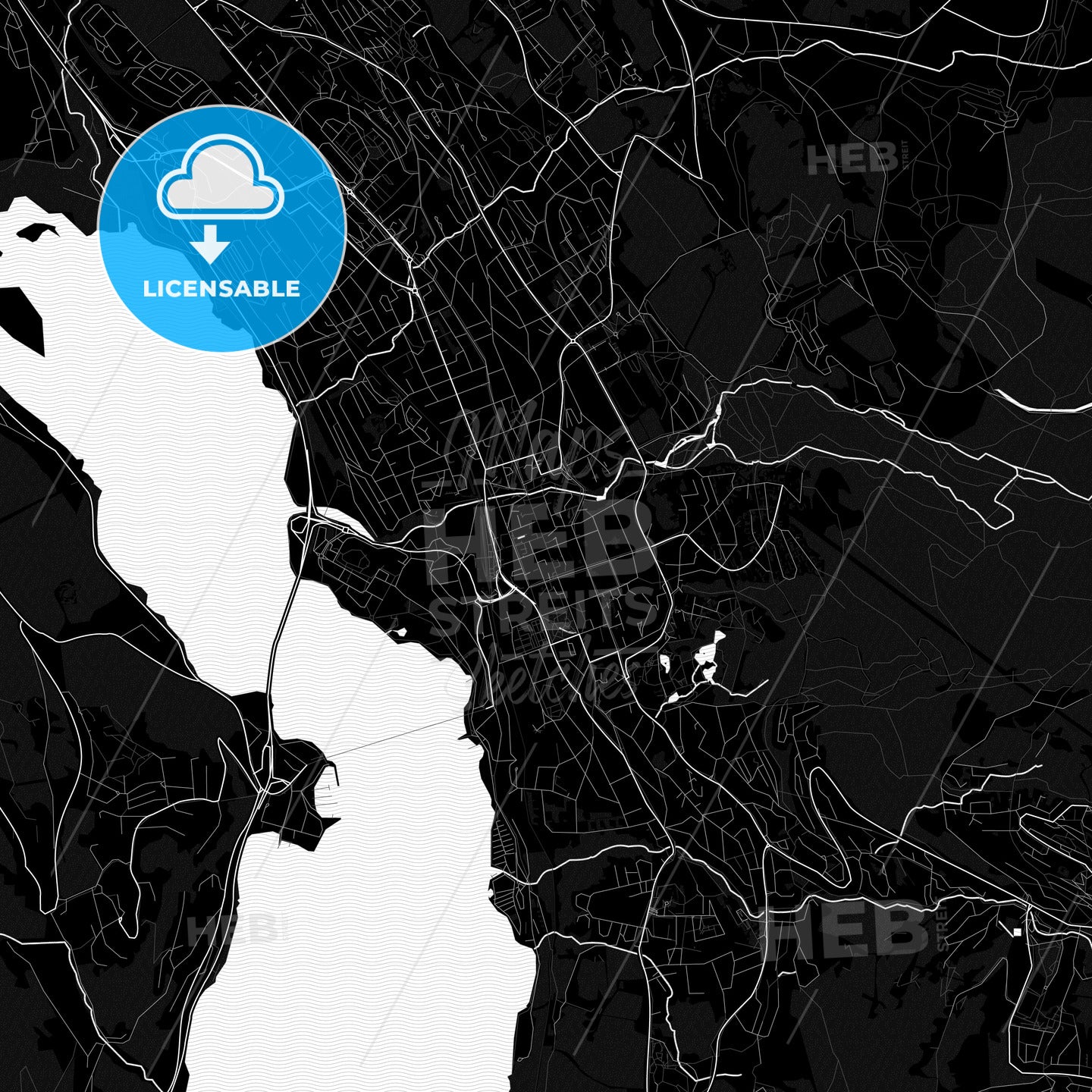 Lillehammer, Norway Pdf Vector Map Black And White – HEBSTREITS