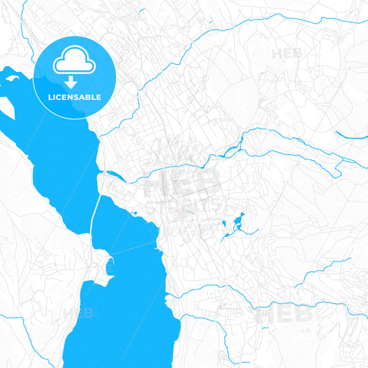 Lillehammer, Norway PDF vector map with water in focus