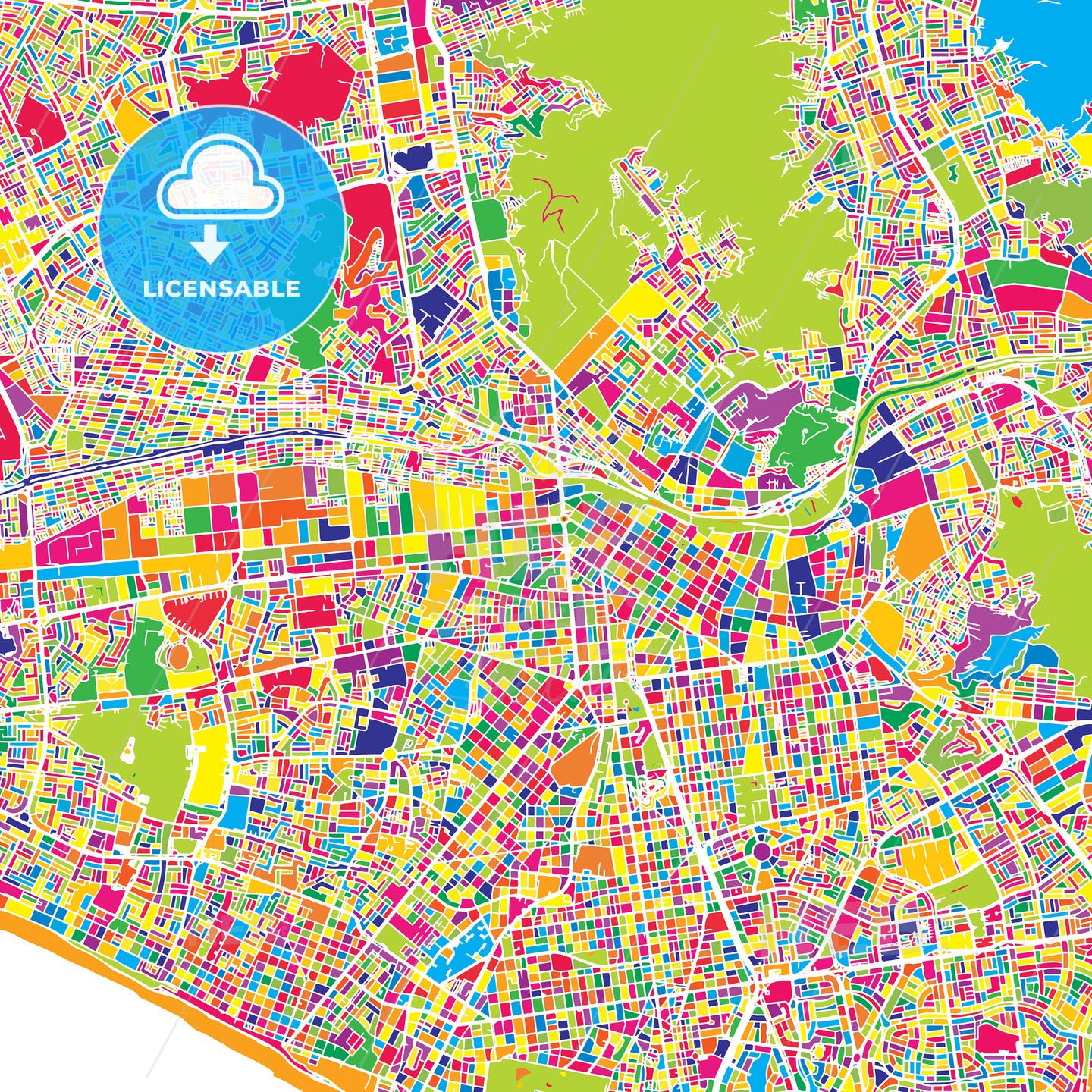 Lima, Lima District, Peru, colorful vector map
