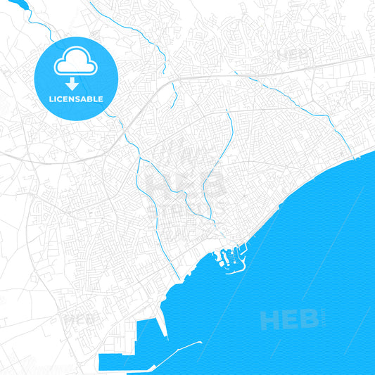 Limassol  , Cyprus PDF vector map with water in focus