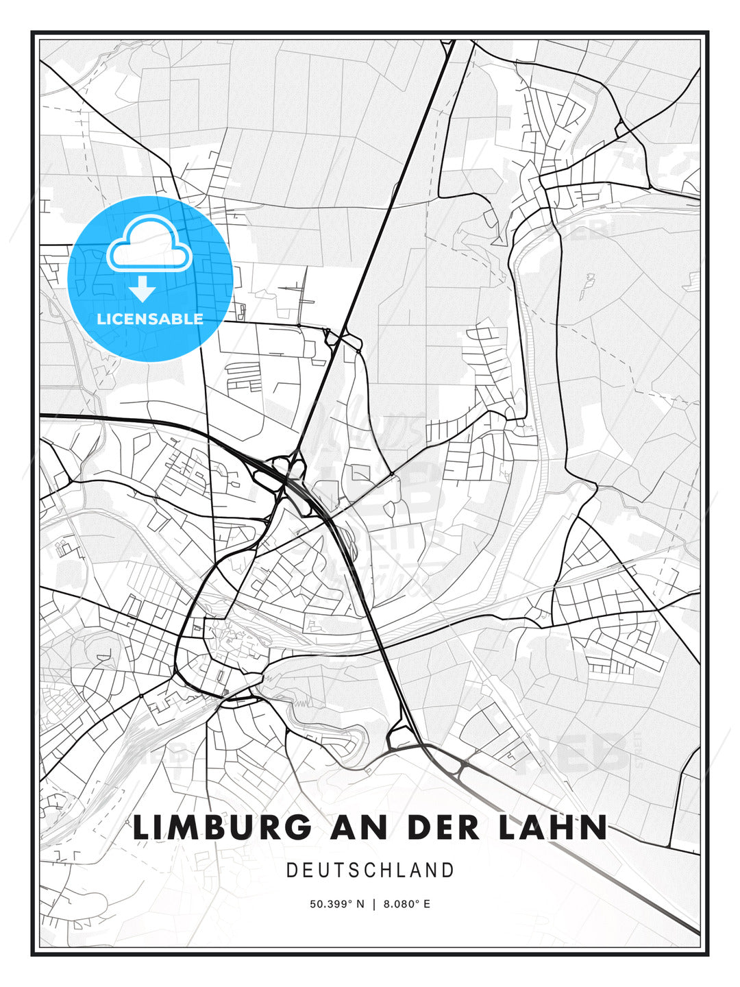 Limburg an der Lahn, Germany, Modern Print Template in Various Formats - HEBSTREITS Sketches