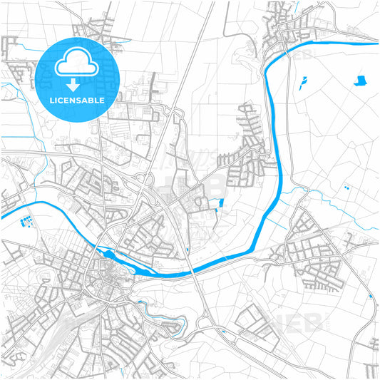 Limburg an der Lahn, Hesse, Germany, city map with high quality roads.