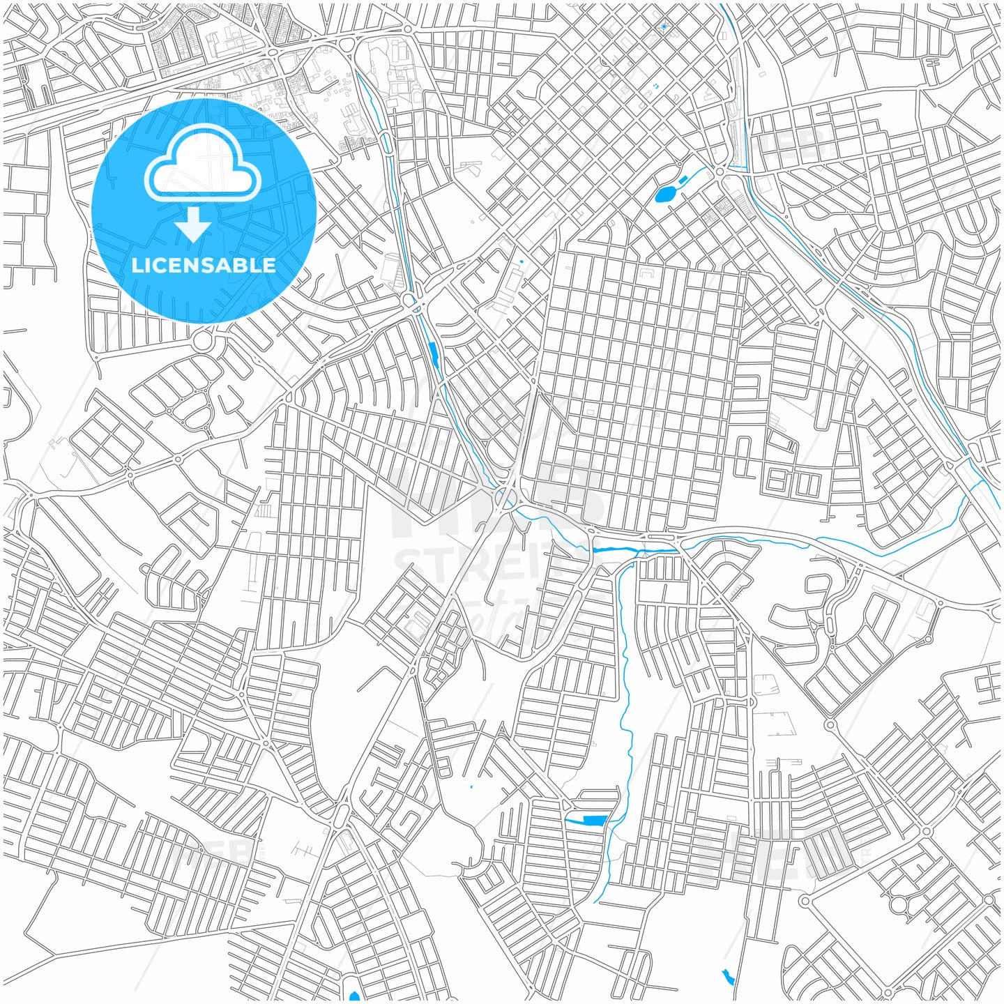 Limeira, Brazil, city map with high quality roads.