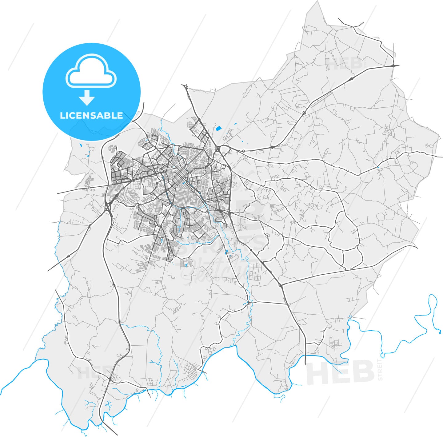 Limeira, Brazil, high quality vector map