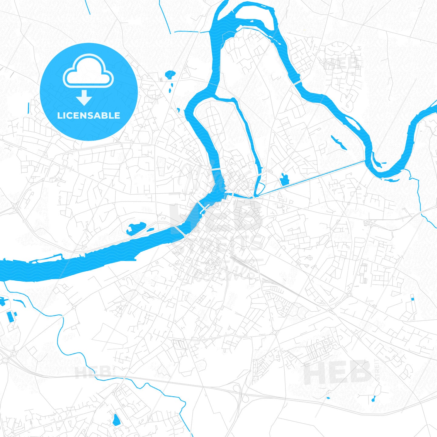 Limerick, Ireland PDF vector map with water in focus