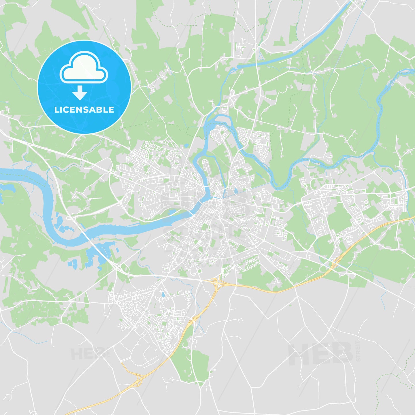 Limerick, Ireland printable street map