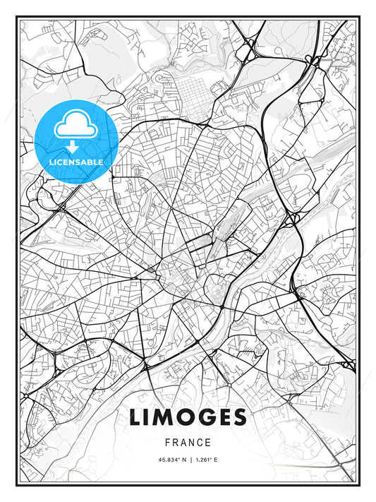 Limoges, France, Modern Print Template in Various Formats - HEBSTREITS Sketches