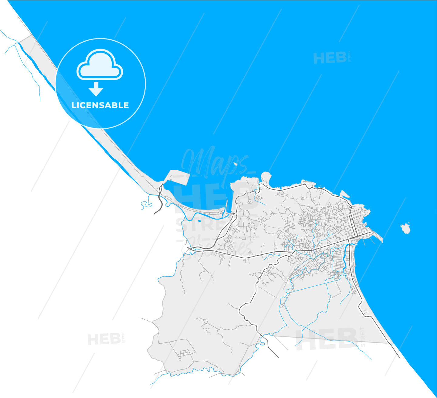Limón, Limón, Costa Rica, high quality vector map