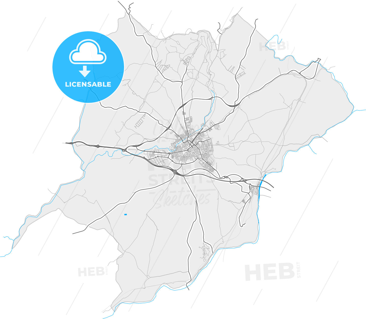 Linares, Jaén, Spain, high quality vector map