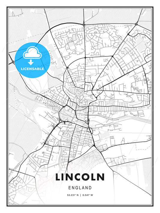 Lincoln, England, Modern Print Template in Various Formats - HEBSTREITS Sketches