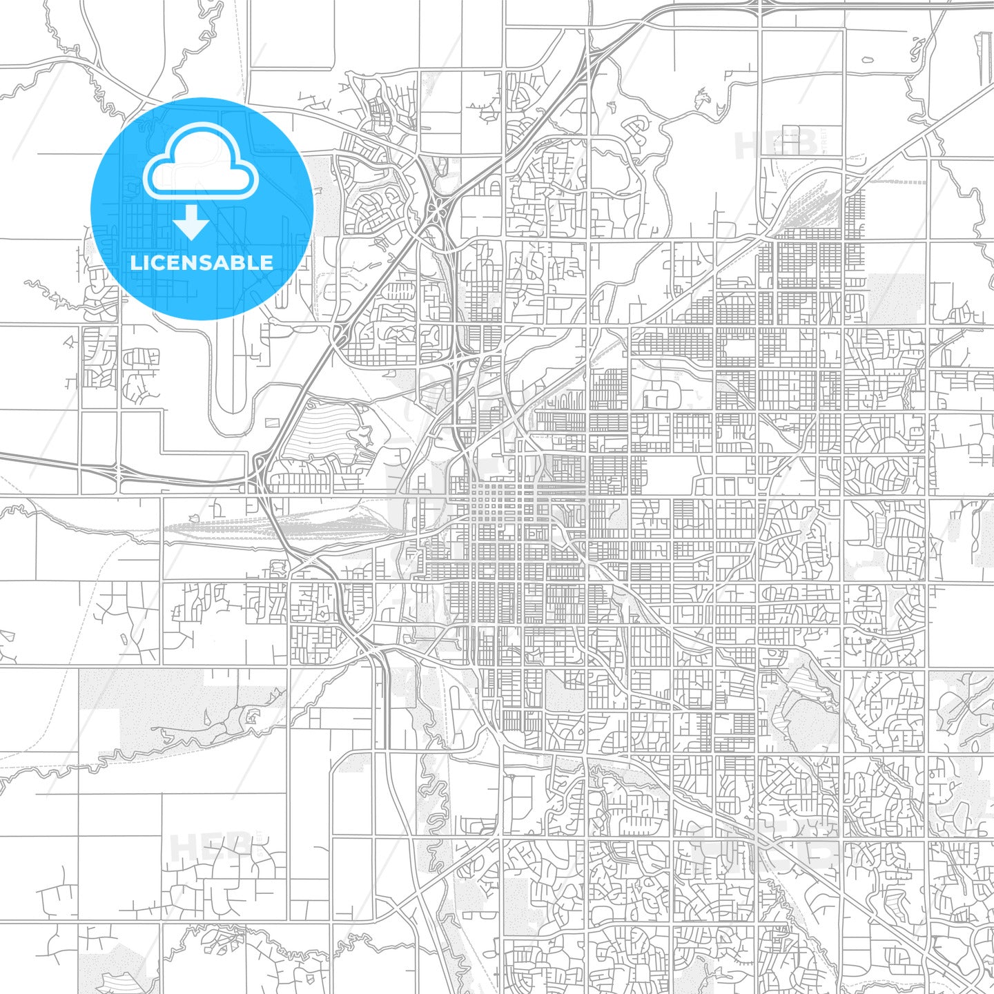 Lincoln, Nebraska, USA, bright outlined vector map
