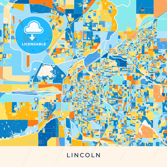Lincoln colorful map poster template