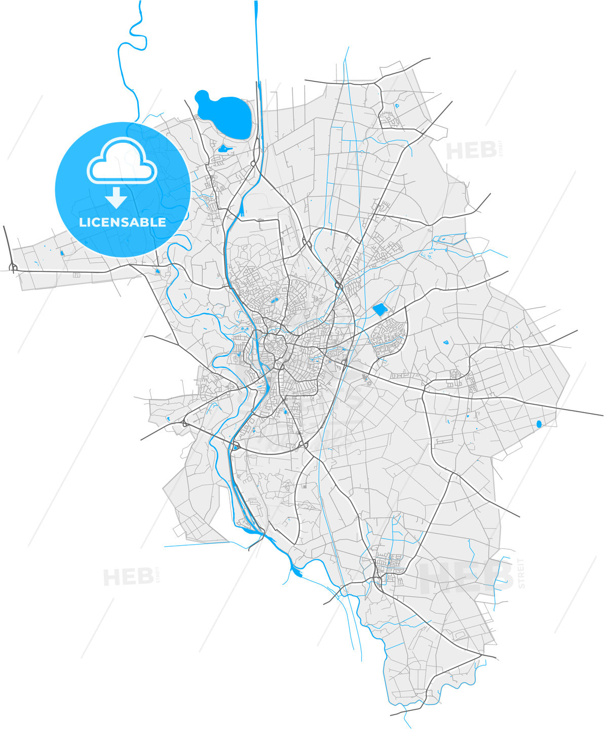 Lingen (Ems), Lower Saxony, Germany, high quality vector map