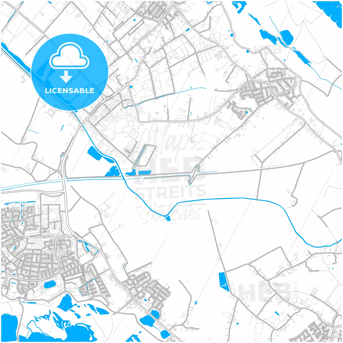 Lingewaard, Gelderland, Netherlands, city map with high quality roads.