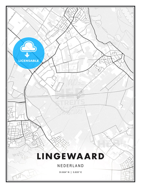 Lingewaard, Netherlands, Modern Print Template in Various Formats - HEBSTREITS Sketches