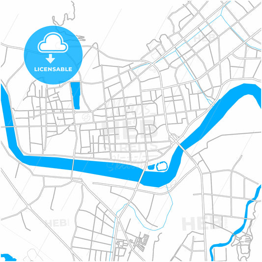 Linhai, Zhejiang, China, city map with high quality roads.