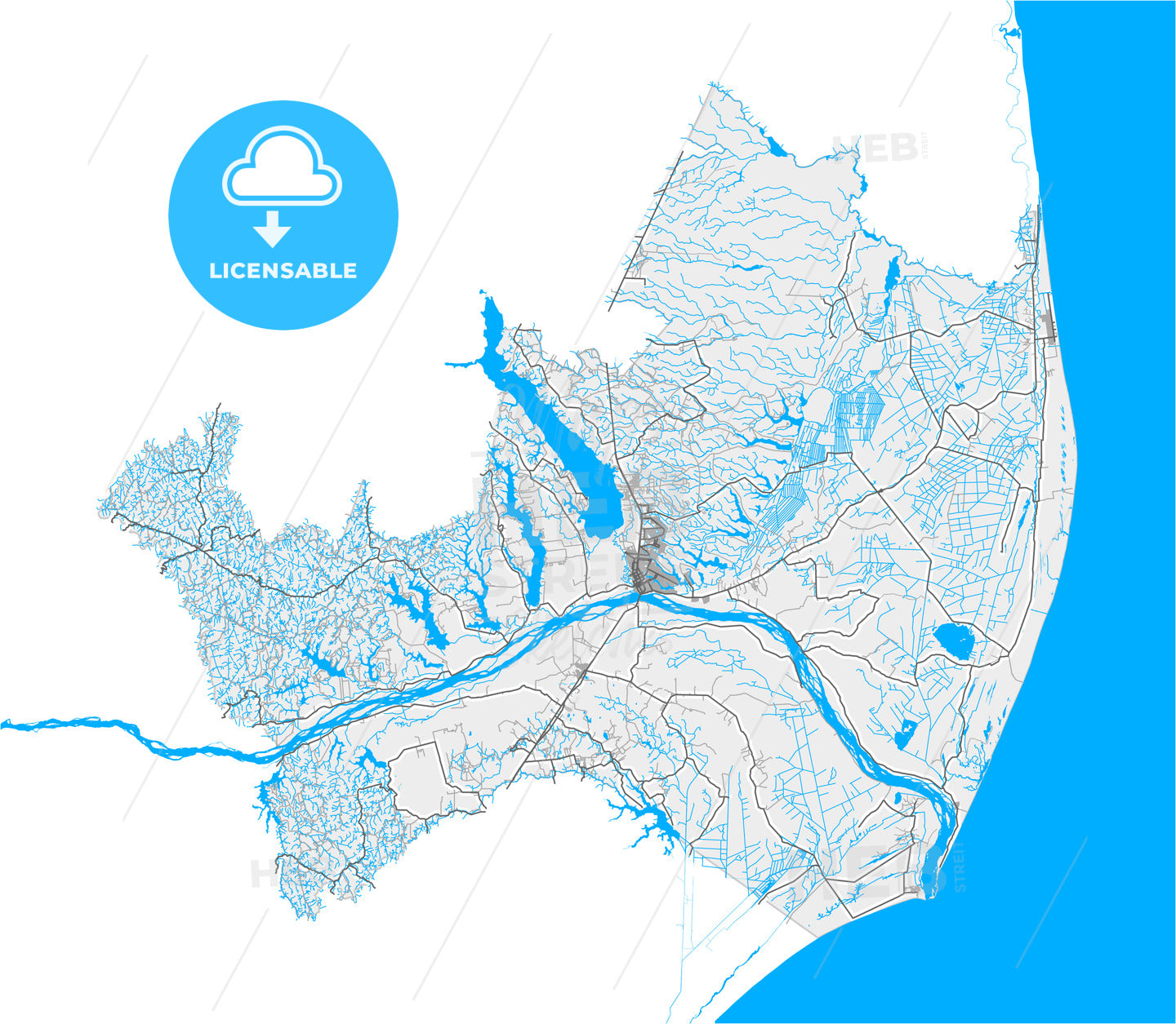 Linhares, Brazil, high quality vector map