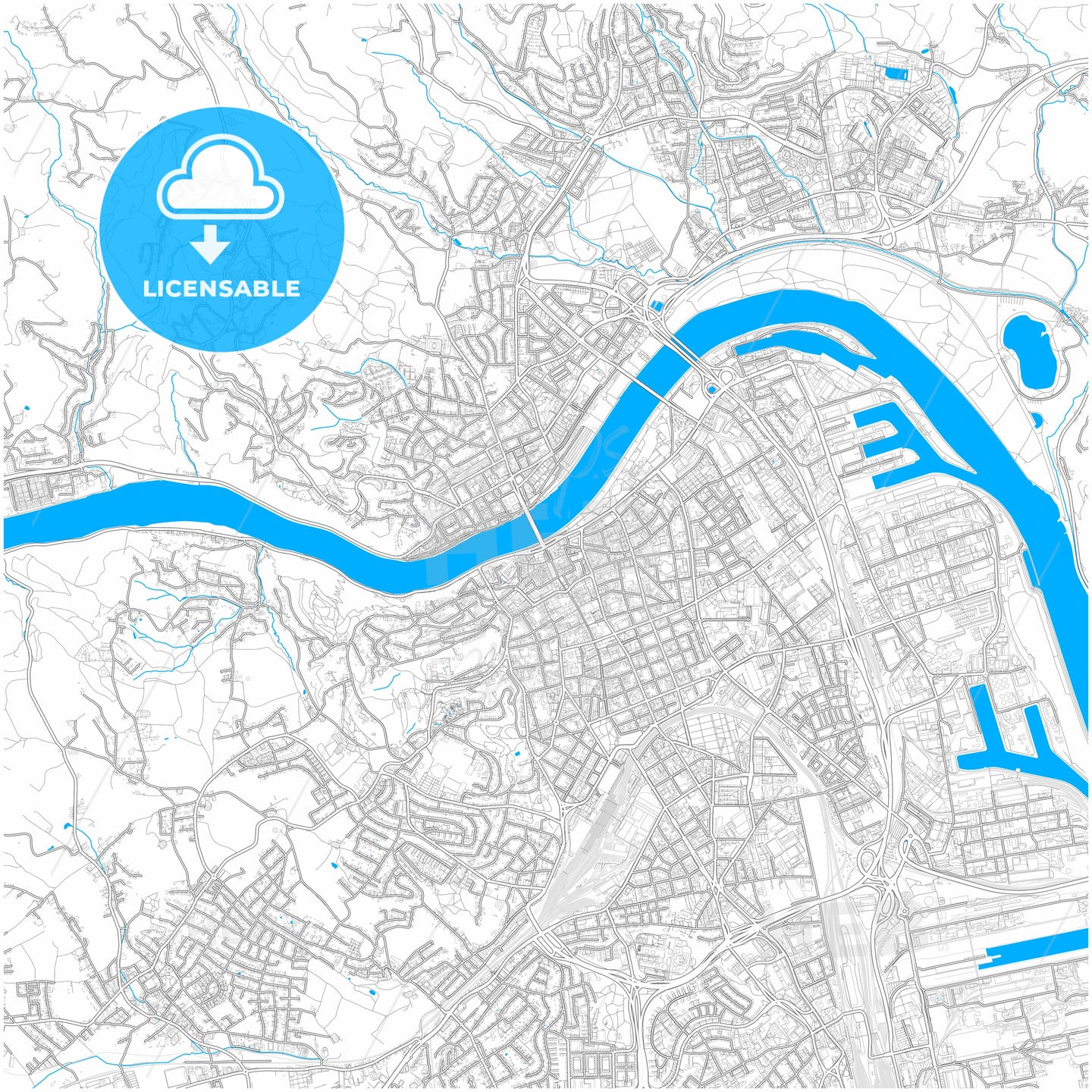 Linz, Upper Austria, Austria, city map with high quality roads.