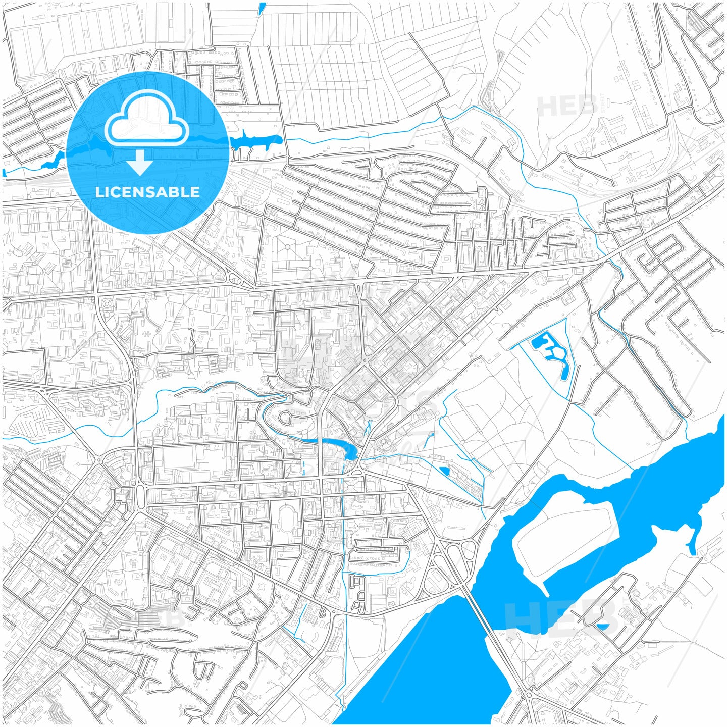 Lipetsk, Lipetsk Oblast, Russia, city map with high quality roads.