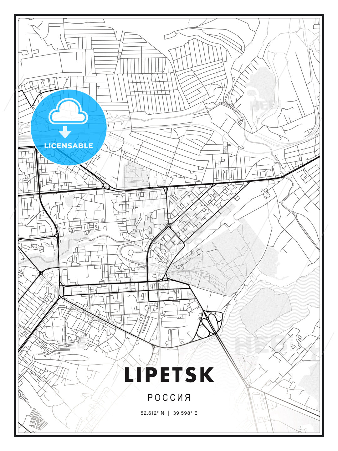 Lipetsk, Russia, Modern Print Template in Various Formats - HEBSTREITS Sketches