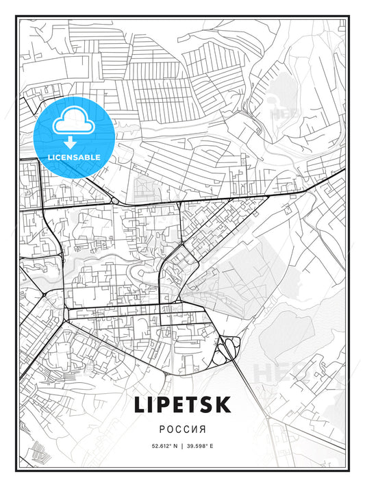 Lipetsk, Russia, Modern Print Template in Various Formats - HEBSTREITS Sketches