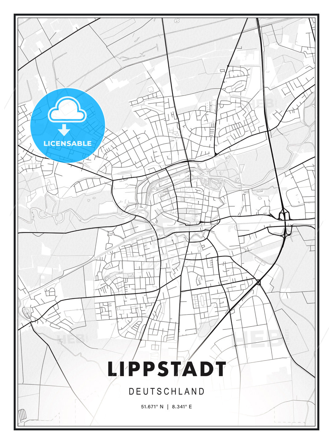 Lippstadt, Germany, Modern Print Template in Various Formats - HEBSTREITS Sketches