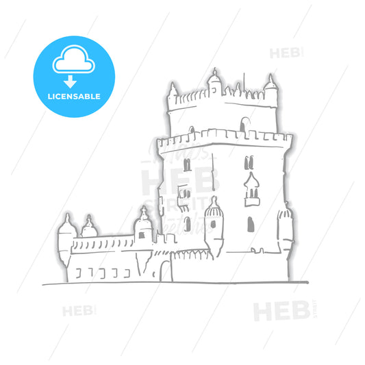 Lisbon Portugal Belem Tower Sketch – instant download