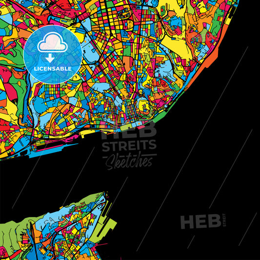 Lisbon Portugal Colorful Map